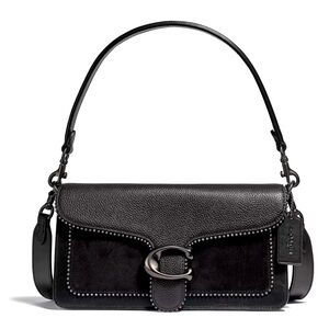 Coach Tabby 26 Black Leather Suede Gunmetal hardware crossbody shoulder Bag